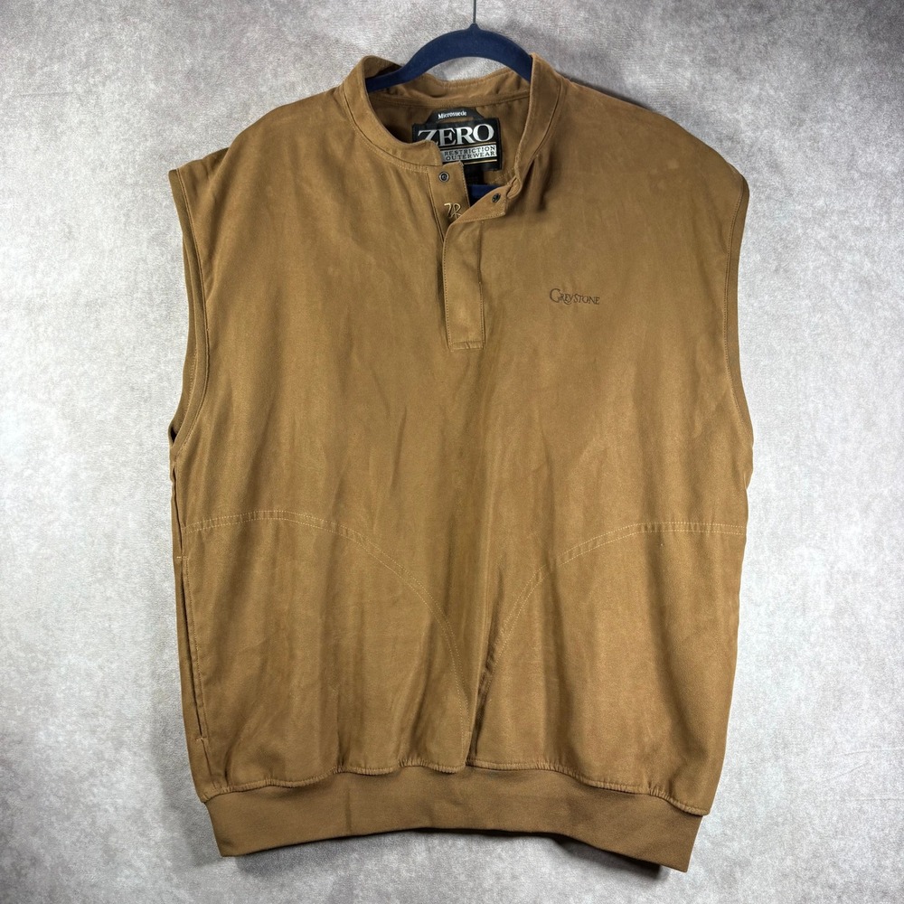 Zero Restriction Vest Mens‎ M Brown Golf Outerwear Microsuede Pullover Pockets